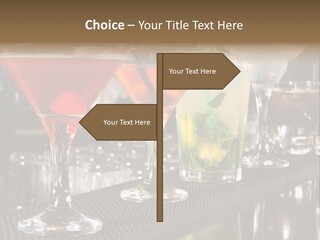 A Row Of Different Colored Drinks On A Bar PowerPoint Template