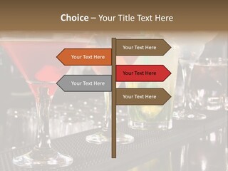 A Row Of Different Colored Drinks On A Bar PowerPoint Template