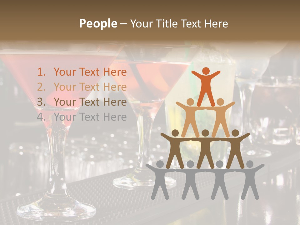 A Row Of Different Colored Drinks On A Bar PowerPoint Template