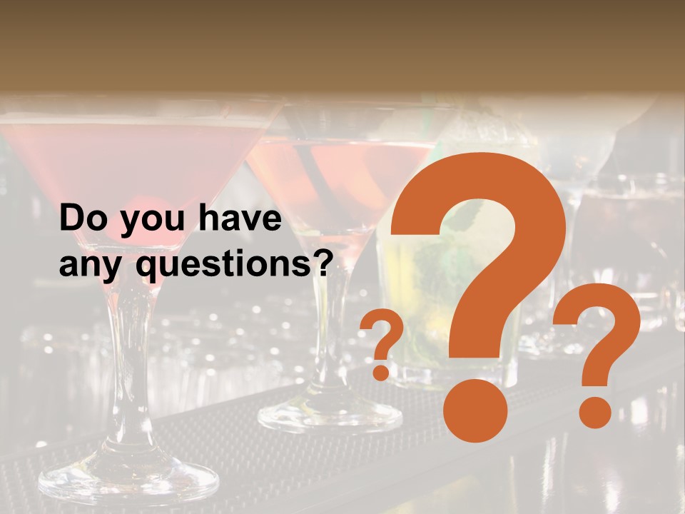 A Row Of Different Colored Drinks On A Bar PowerPoint Template