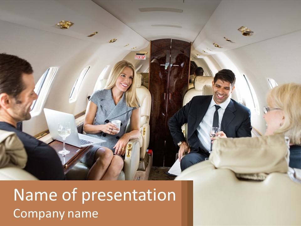 A Group Of People Sitting In An Airplane PowerPoint Template