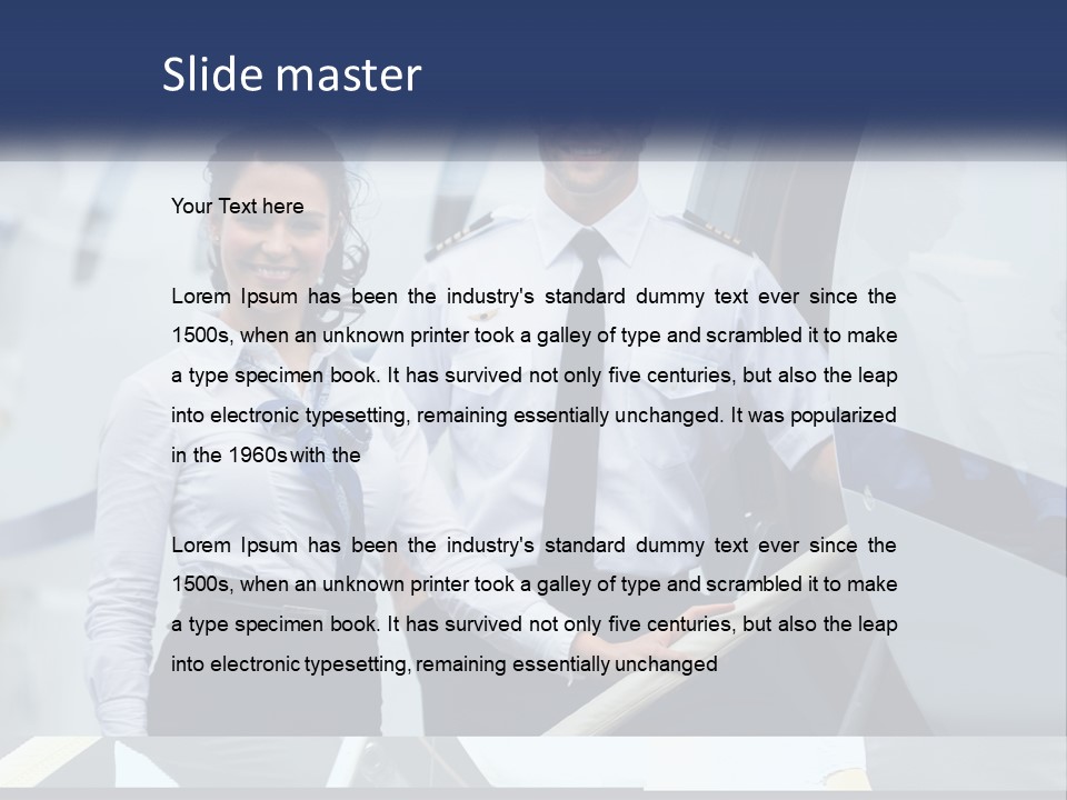 A Man And A Woman Standing In Front Of A Plane PowerPoint Template