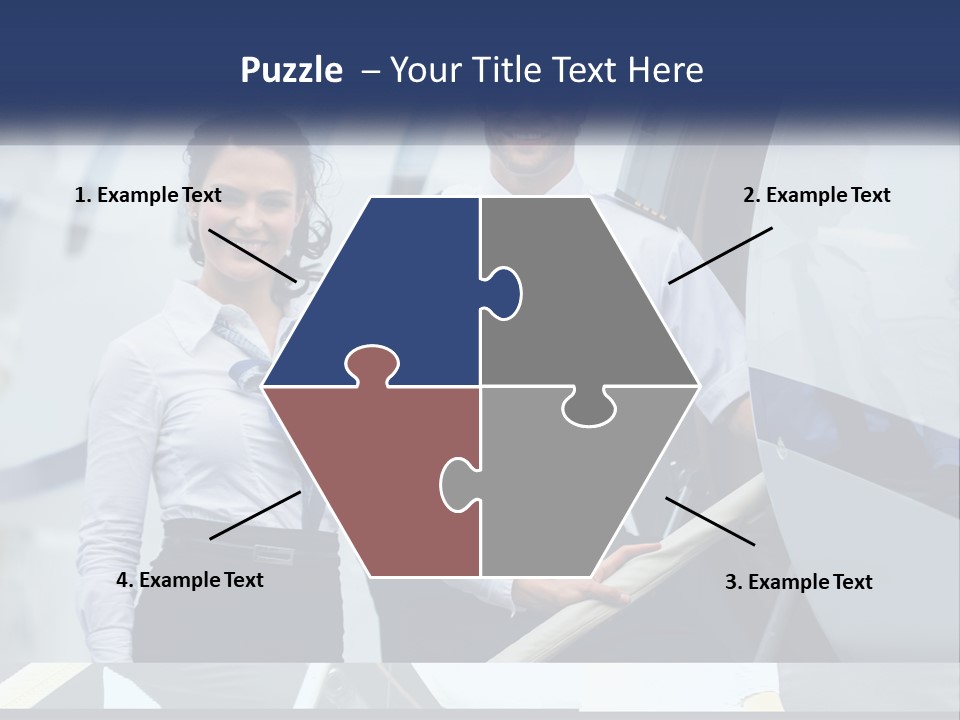A Man And A Woman Standing In Front Of A Plane PowerPoint Template