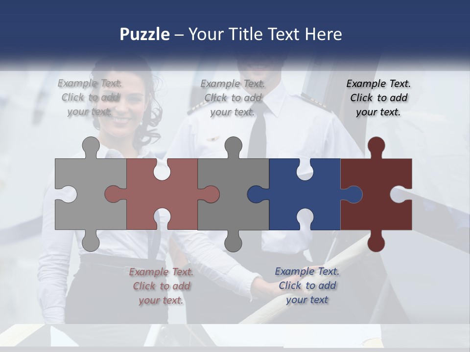 A Man And A Woman Standing In Front Of A Plane PowerPoint Template