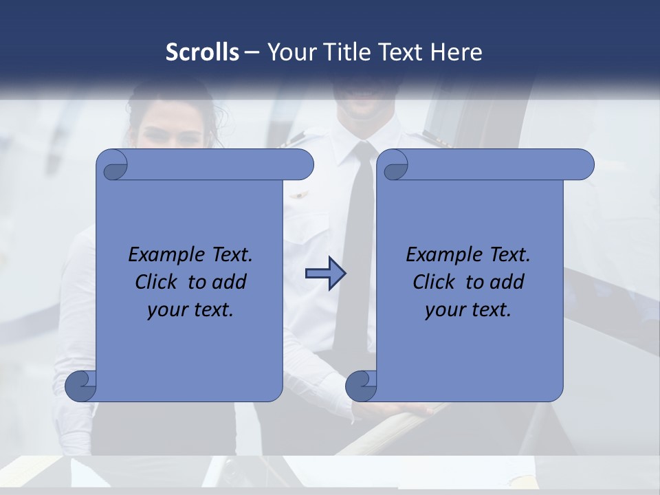 A Man And A Woman Standing In Front Of A Plane PowerPoint Template