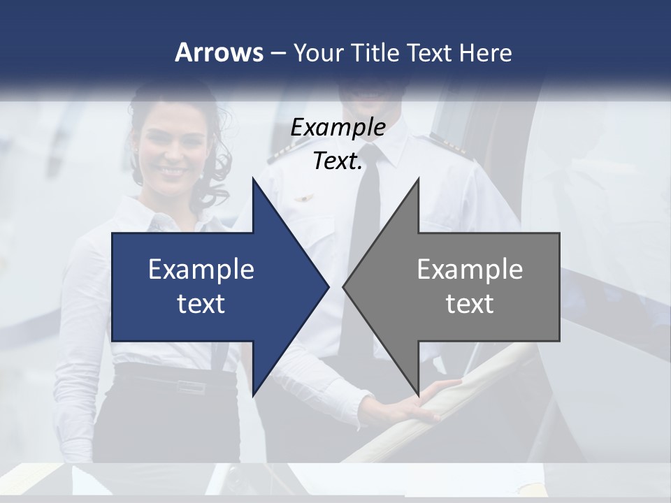 A Man And A Woman Standing In Front Of A Plane PowerPoint Template