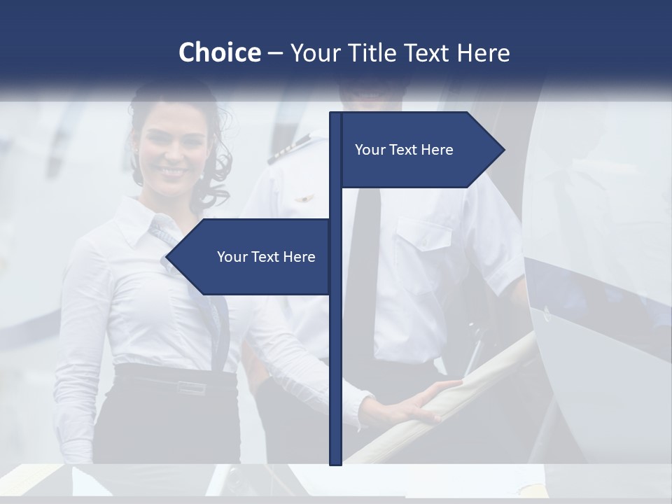 A Man And A Woman Standing In Front Of A Plane PowerPoint Template