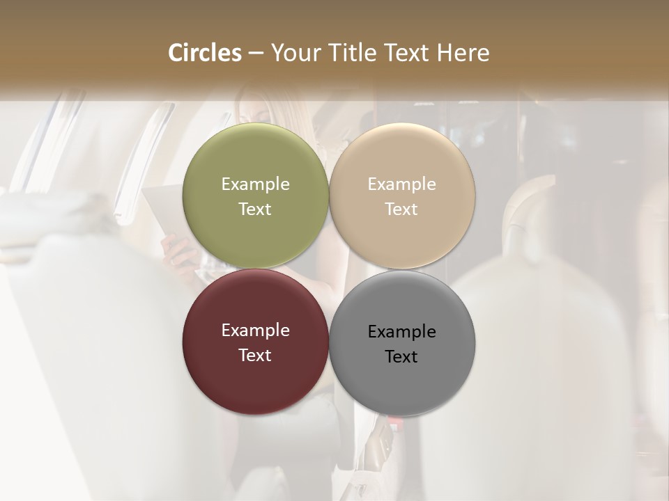 A Woman Sitting In An Airplane Holding A Tablet PowerPoint Template