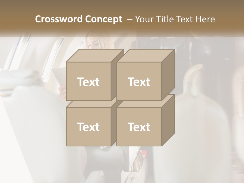 A Woman Sitting In An Airplane Holding A Tablet PowerPoint Template