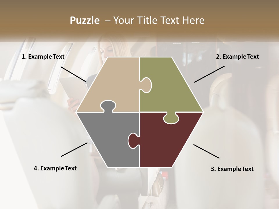 A Woman Sitting In An Airplane Holding A Tablet PowerPoint Template