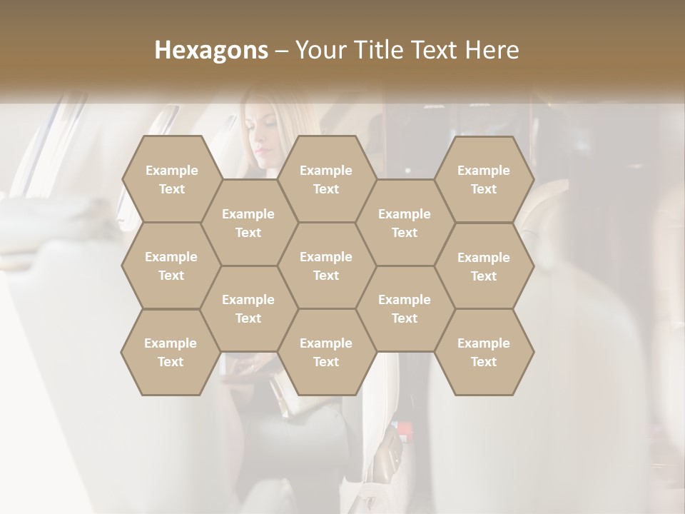 A Woman Sitting In An Airplane Holding A Tablet PowerPoint Template