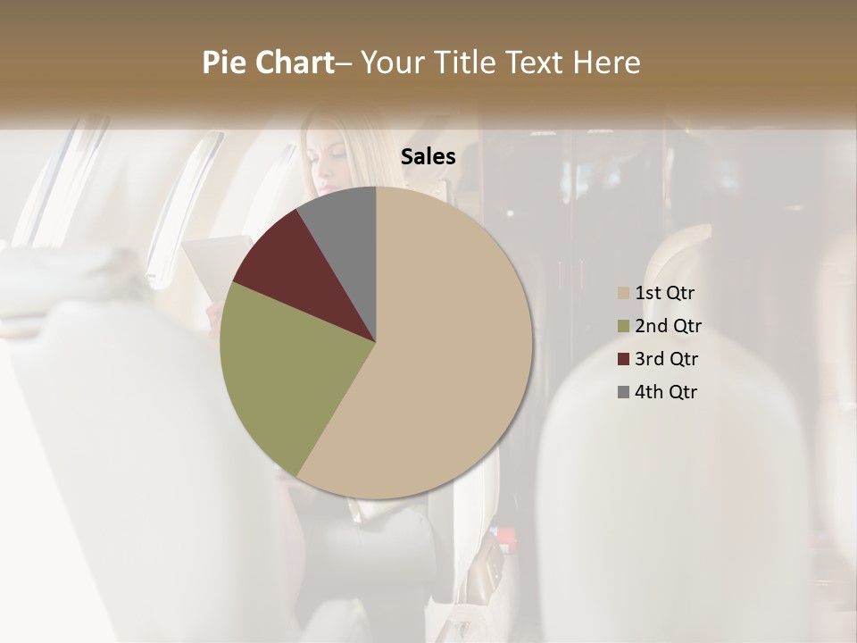 A Woman Sitting In An Airplane Holding A Tablet PowerPoint Template