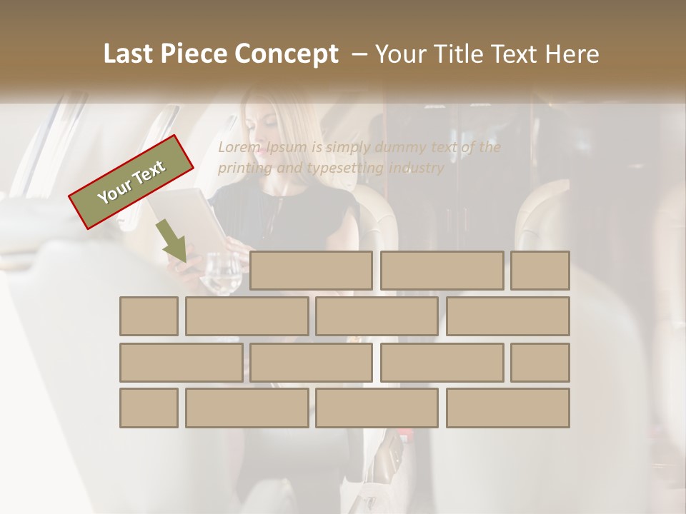 A Woman Sitting In An Airplane Holding A Tablet PowerPoint Template