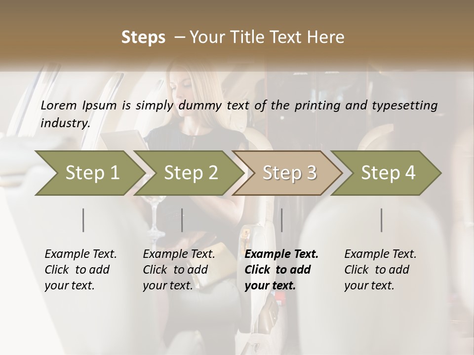 A Woman Sitting In An Airplane Holding A Tablet PowerPoint Template