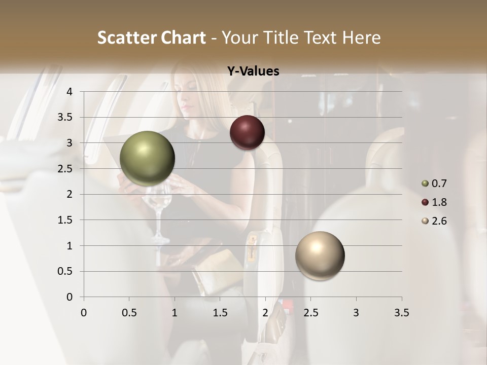 A Woman Sitting In An Airplane Holding A Tablet PowerPoint Template