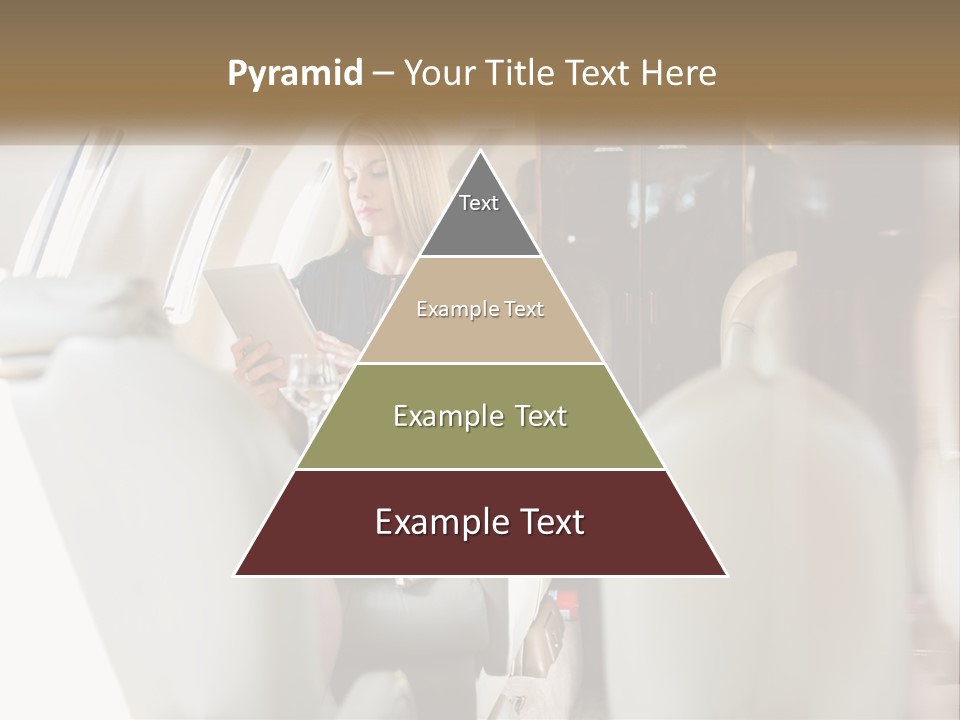 A Woman Sitting In An Airplane Holding A Tablet PowerPoint Template