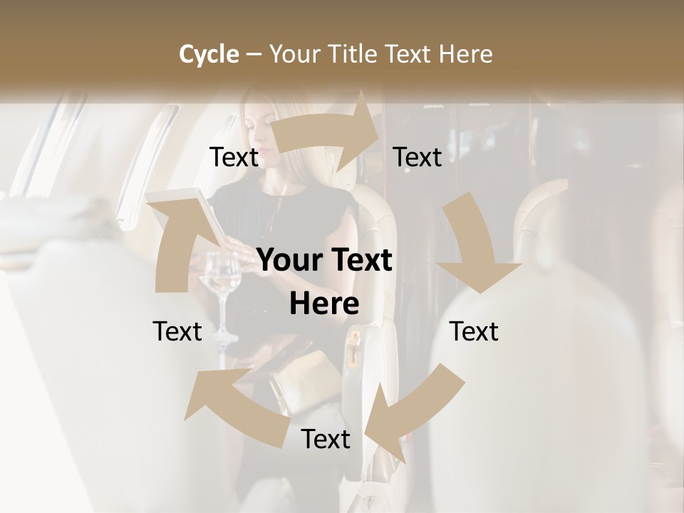 A Woman Sitting In An Airplane Holding A Tablet PowerPoint Template