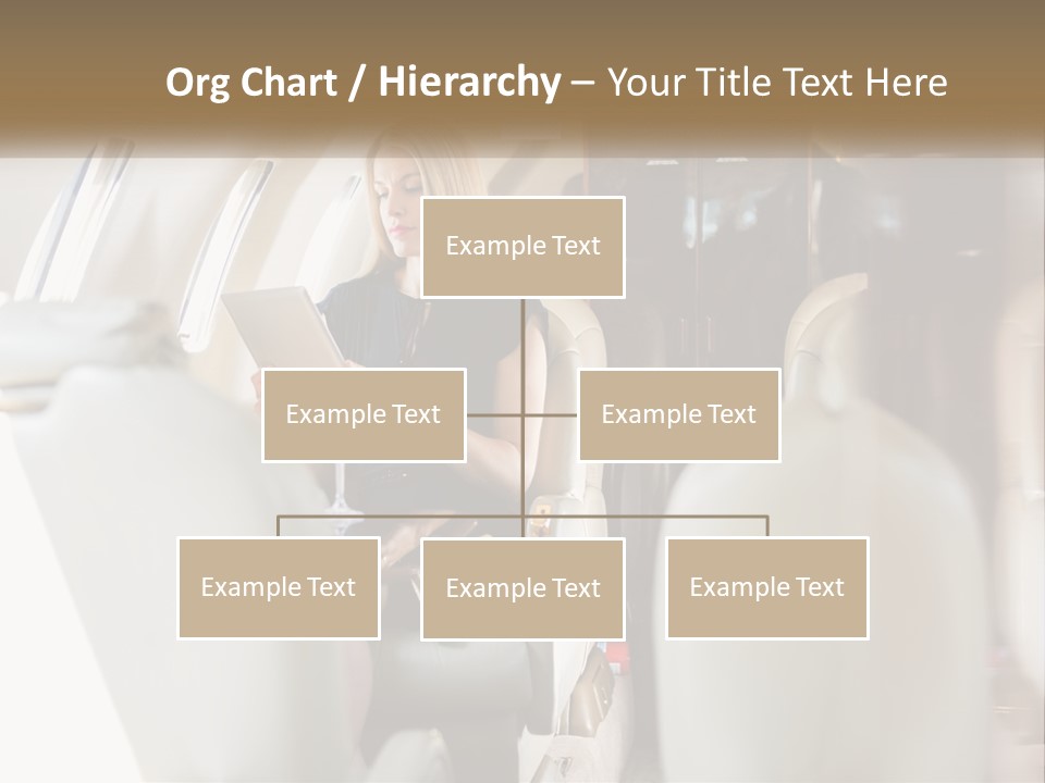 A Woman Sitting In An Airplane Holding A Tablet PowerPoint Template