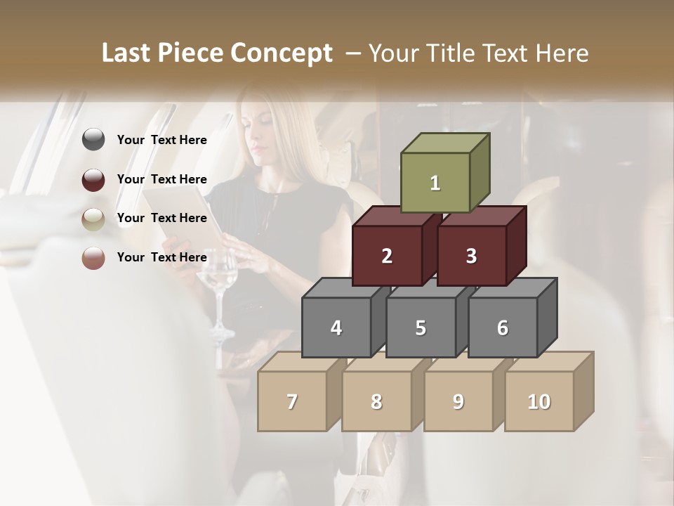 A Woman Sitting In An Airplane Holding A Tablet PowerPoint Template