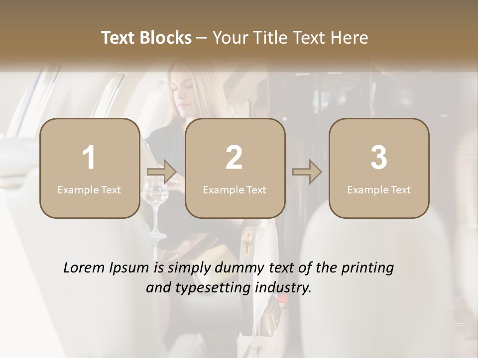 A Woman Sitting In An Airplane Holding A Tablet PowerPoint Template