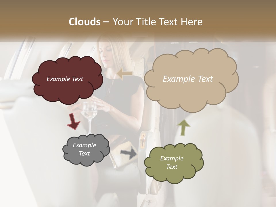 A Woman Sitting In An Airplane Holding A Tablet PowerPoint Template