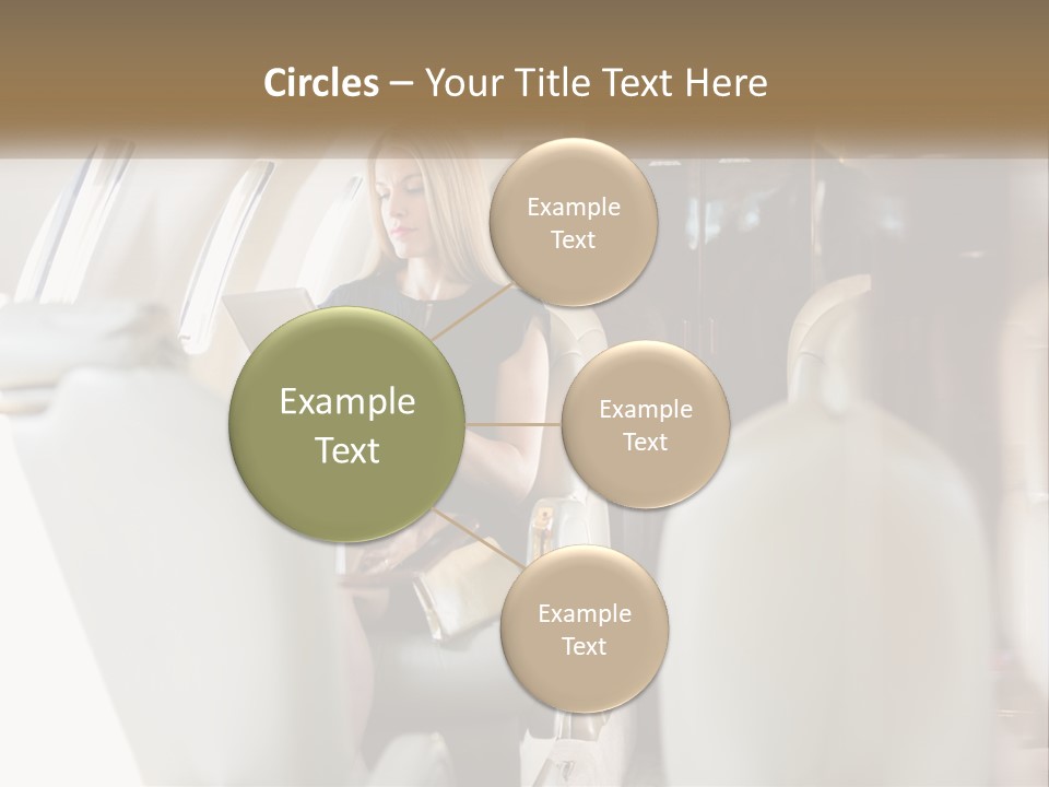 A Woman Sitting In An Airplane Holding A Tablet PowerPoint Template