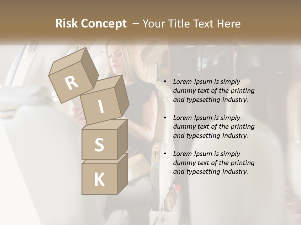 A Woman Sitting In An Airplane Holding A Tablet PowerPoint Template