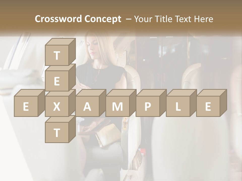 A Woman Sitting In An Airplane Holding A Tablet PowerPoint Template