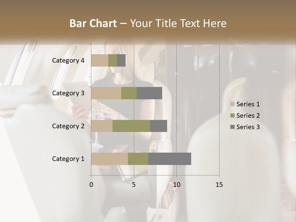 A Woman Sitting In An Airplane Holding A Tablet PowerPoint Template