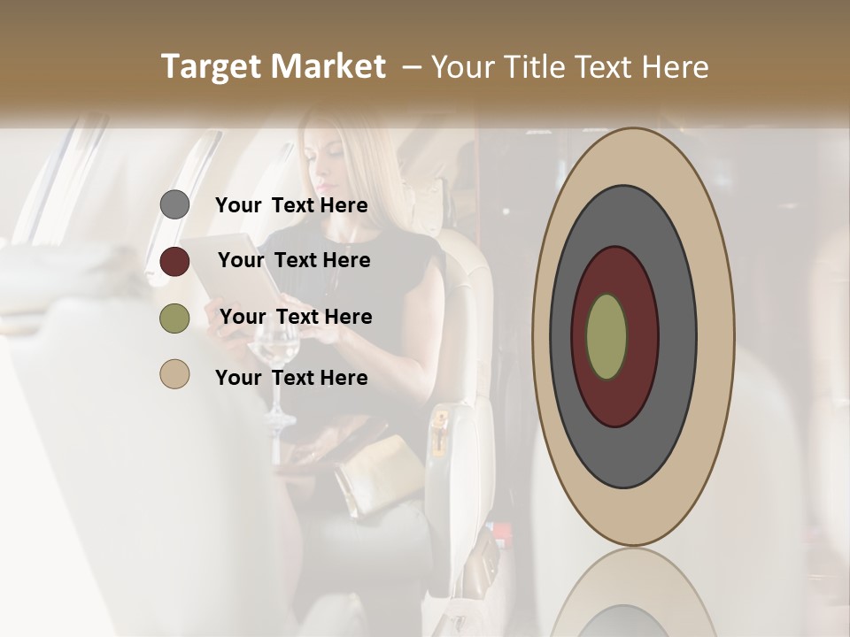 A Woman Sitting In An Airplane Holding A Tablet PowerPoint Template