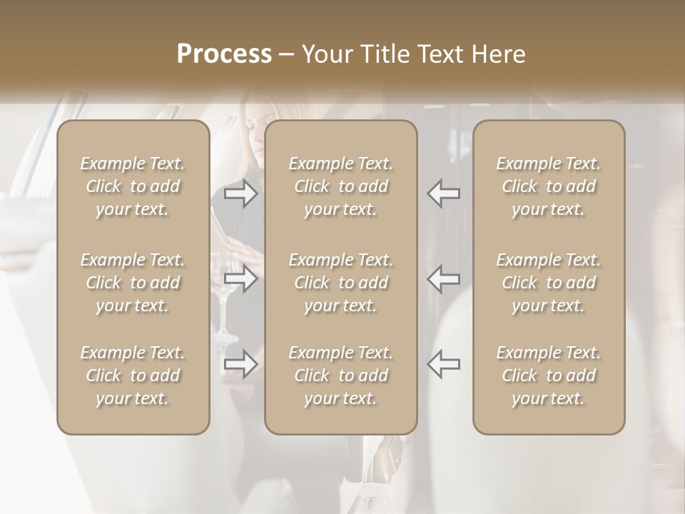 A Woman Sitting In An Airplane Holding A Tablet PowerPoint Template