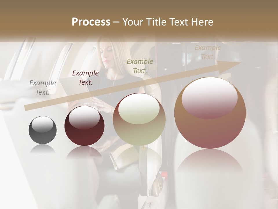 A Woman Sitting In An Airplane Holding A Tablet PowerPoint Template