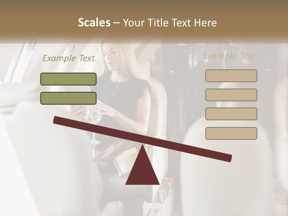 A Woman Sitting In An Airplane Holding A Tablet PowerPoint Template