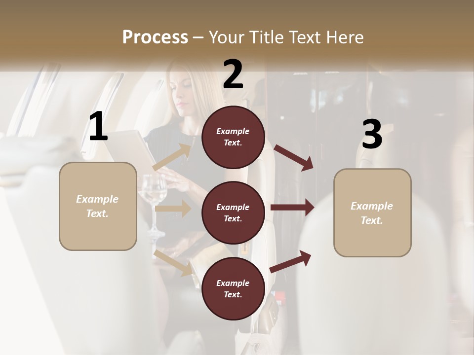 A Woman Sitting In An Airplane Holding A Tablet PowerPoint Template