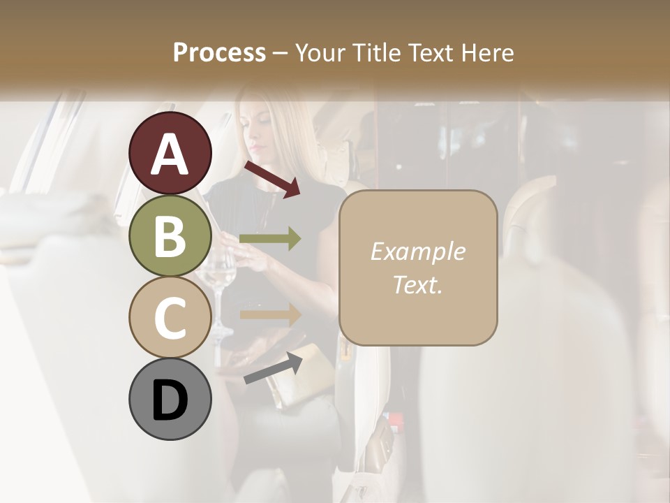 A Woman Sitting In An Airplane Holding A Tablet PowerPoint Template