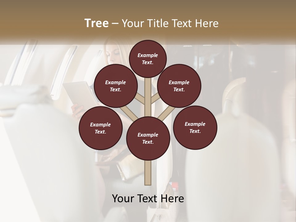 A Woman Sitting In An Airplane Holding A Tablet PowerPoint Template