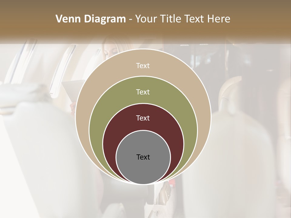 A Woman Sitting In An Airplane Holding A Tablet PowerPoint Template