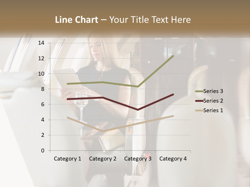 A Woman Sitting In An Airplane Holding A Tablet PowerPoint Template