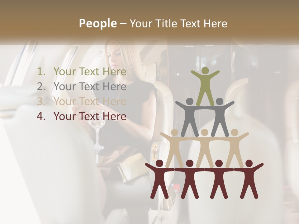 A Woman Sitting In An Airplane Holding A Tablet PowerPoint Template