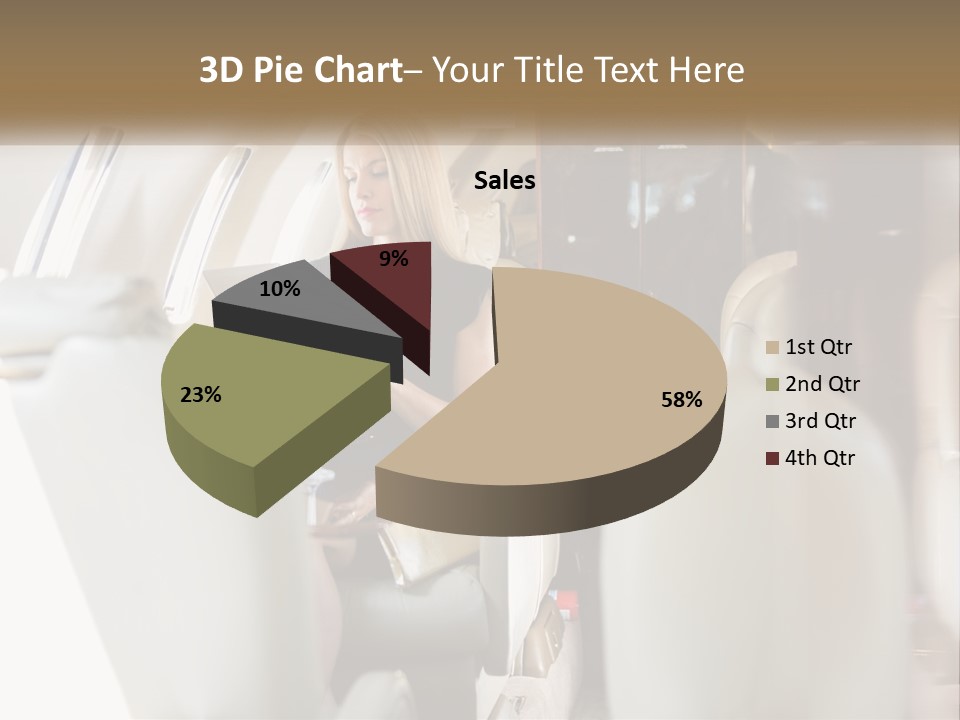 A Woman Sitting In An Airplane Holding A Tablet PowerPoint Template