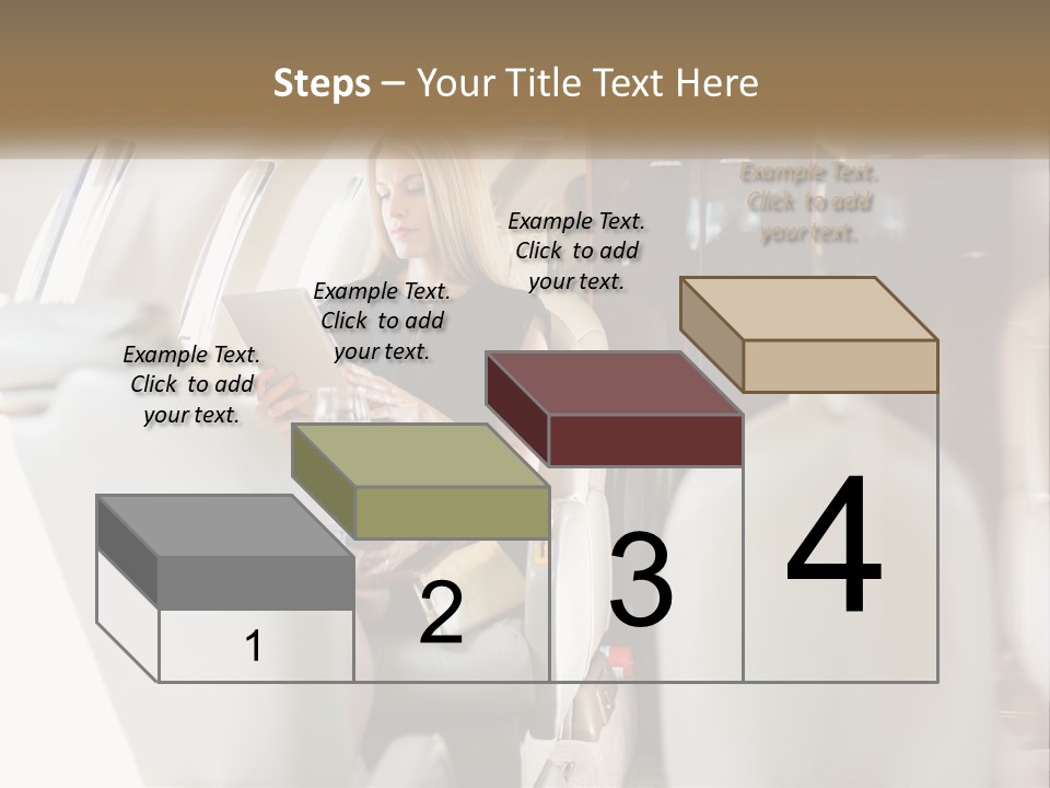 A Woman Sitting In An Airplane Holding A Tablet PowerPoint Template