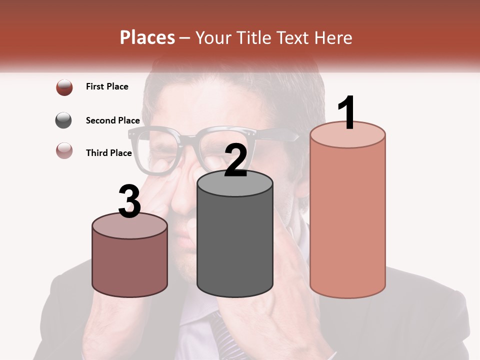 A Man Wearing Glasses Covering His Eyes With His Hands PowerPoint Template