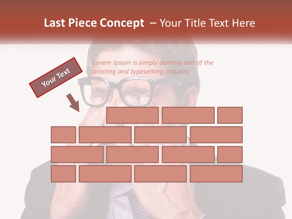 A Man Wearing Glasses Covering His Eyes With His Hands PowerPoint Template