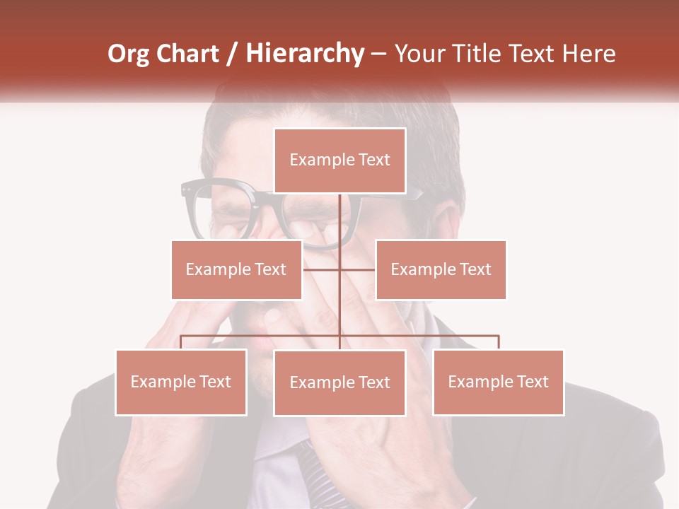 A Man Wearing Glasses Covering His Eyes With His Hands PowerPoint Template
