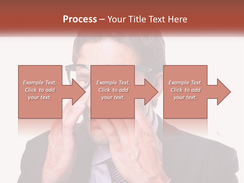 A Man Wearing Glasses Covering His Eyes With His Hands PowerPoint Template