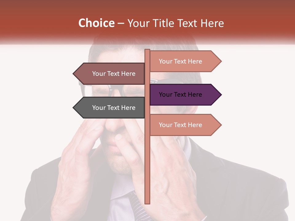 A Man Wearing Glasses Covering His Eyes With His Hands PowerPoint Template