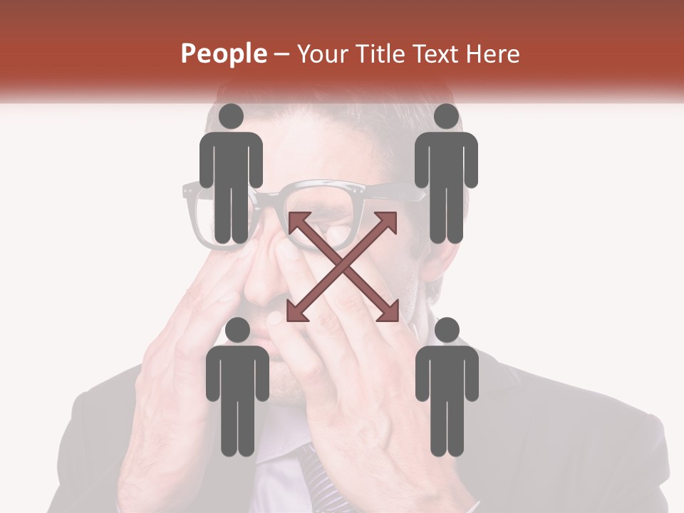 A Man Wearing Glasses Covering His Eyes With His Hands PowerPoint Template