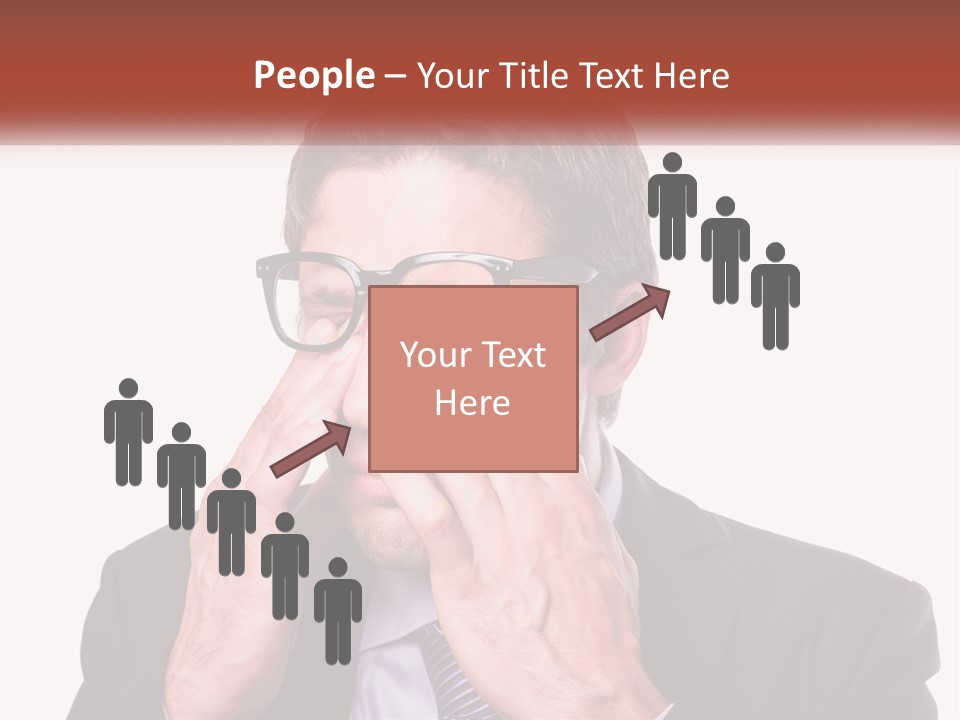 A Man Wearing Glasses Covering His Eyes With His Hands PowerPoint Template