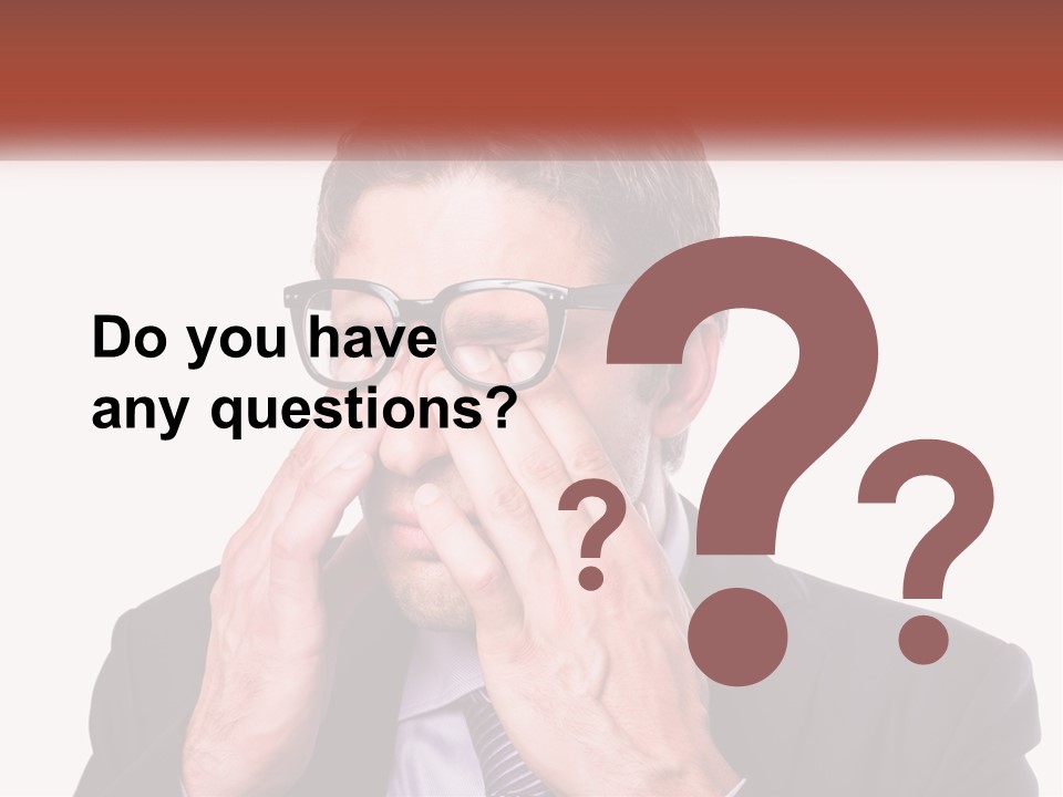 A Man Wearing Glasses Covering His Eyes With His Hands PowerPoint Template