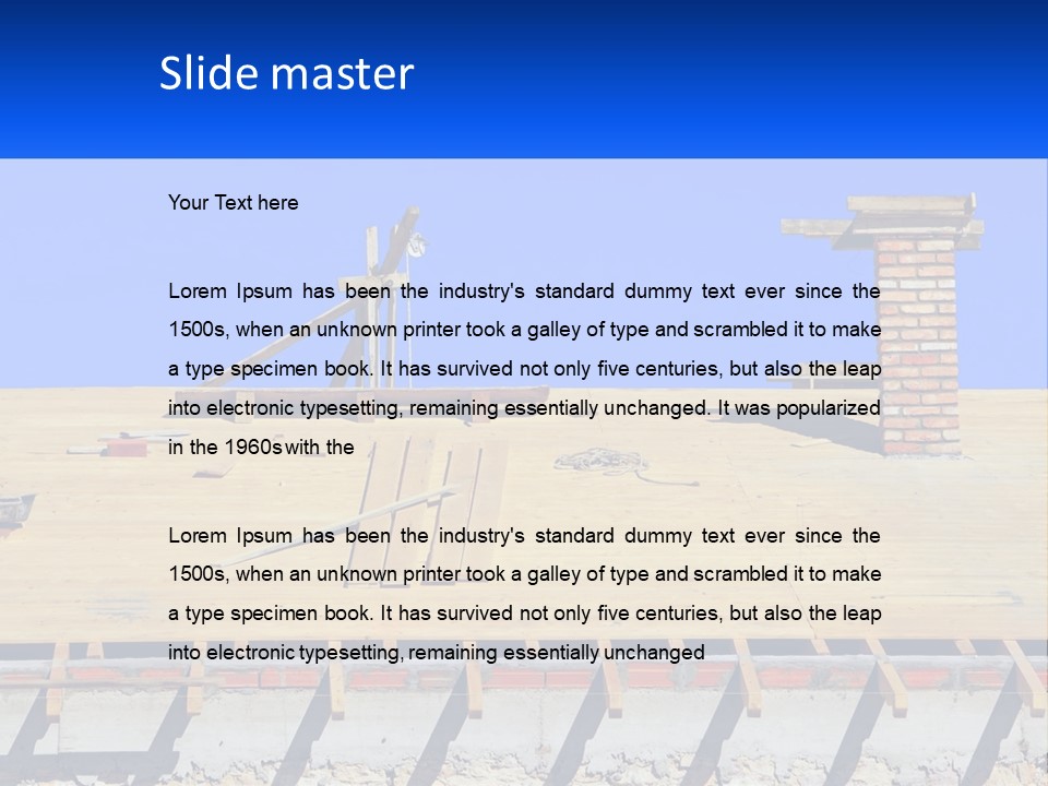 A Wooden Roof With A Brick Chimney And A Blue Sky In The Background PowerPoint Template